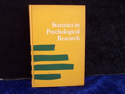 Imagen de archivo de Statistics in Psychological Research a la venta por Better World Books