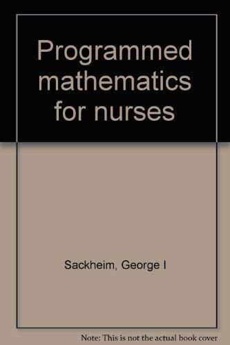 Imagen de archivo de Programmed Mathematics for Nurses a la venta por Better World Books: West