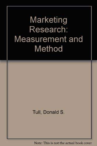 Beispielbild fr Marketing Research: Measurement and Method: A Text with Cases zum Verkauf von Irish Booksellers