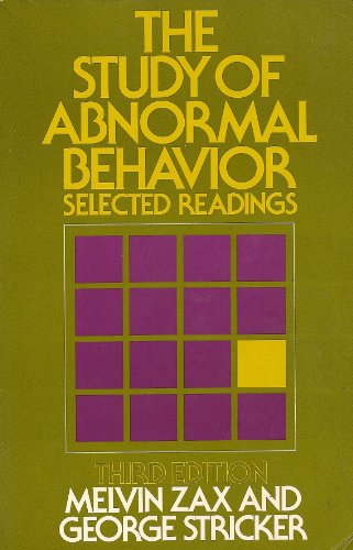 The study of abnormal behavior;: Selected readings (9780024314109) by Zax, Melvin