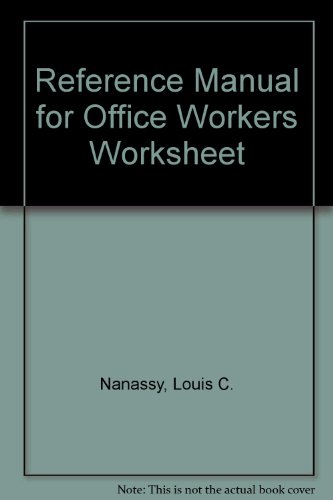 Beispielbild fr Reference Manual for Office Workers Worksheet zum Verkauf von ThriftBooks-Dallas
