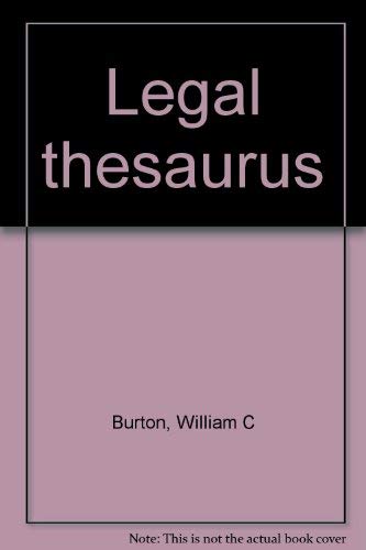 Beispielbild fr Legal thesaurus zum Verkauf von Wonder Book