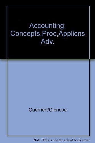 Stock image for Glencoe Accounting: Concepts/Procedures/Applications, Advanced Course, Student Edition for sale by Dailey Ranch Books