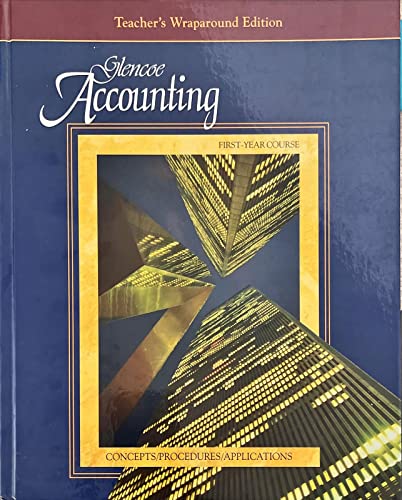 Imagen de archivo de Accounting: Concepts, Procedures, Applications, 1st Year Course, Teacher's Wraparound Edition a la venta por Byrd Books