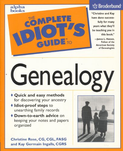 Imagen de archivo de The Complete Idiot's Guide to Genealogy a la venta por Wonder Book