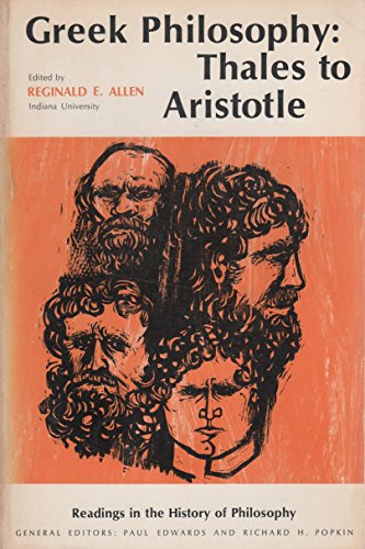 GREEK PHILOSOPHY: THALES TO ARISTOTLE (9780029005002) by Reginald E. Allen; Plato; Aristotle