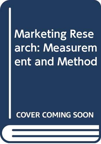Stock image for Marketing Research: Measurement and Method for sale by Goldstone Books