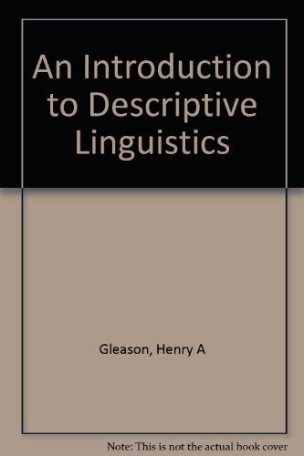 9780030055850: Workbook in Descriptive Linguistics