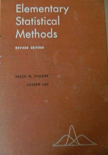 Imagen de archivo de Elementary Statistical Methods a la venta por Better World Books