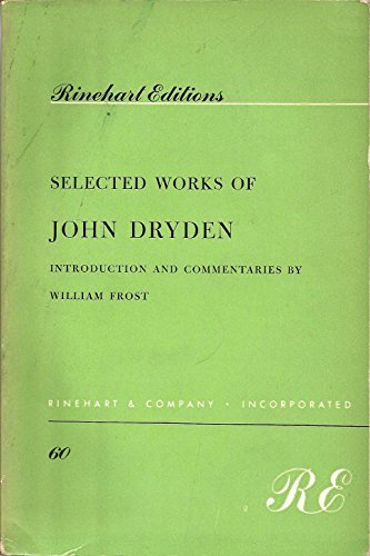 Stock image for Selected works of John Dryden (Rinehart editions) for sale by Montclair Book Center