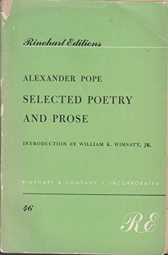 Imagen de archivo de Alexander Pope: Selected Poetry and Prose (Rinehart Editions) a la venta por gearbooks