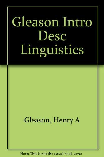 Immagine dell'editore per Introduction to Descriptive Linguistics venduto da Better World Books