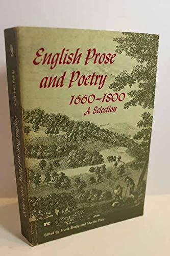 9780030105654: English Prose and Poetry, 1660-1800: A Selection