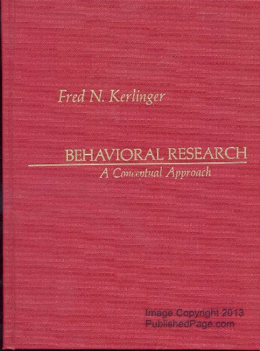 Beispielbild fr Behavioral Research : A Conceptual Approach zum Verkauf von Better World Books