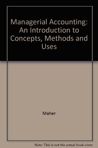 Beispielbild fr Managerial Accounting: An Introduction to Concepts, Methods, and Uses : Study Guide zum Verkauf von HPB-Red