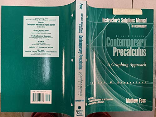 Stock image for Instructor's Solutions Manual to accompany Second Edition Contemporary Precalculus A Graphing Approach for sale by Irish Booksellers