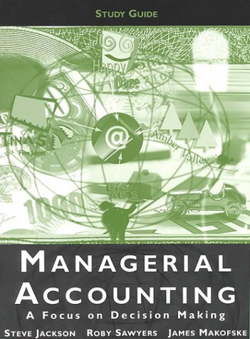 Imagen de archivo de Managerial Accounting Study Guide a la venta por BookHolders