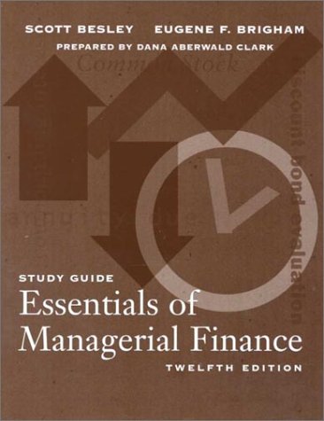 Imagen de archivo de Study Guide for Essentials of Managerial Finance a la venta por BookHolders