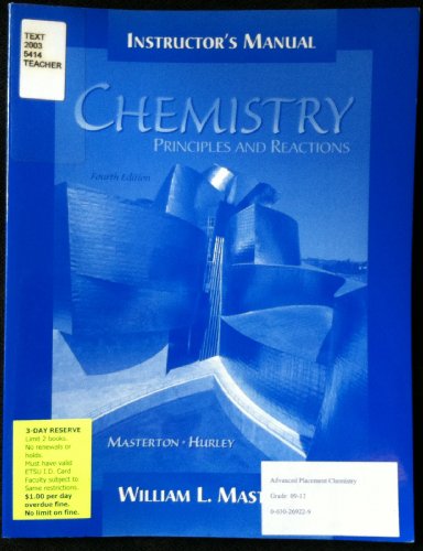 Imagen de archivo de Instructor's Manual to Accompany (Chemistry Principles and Reactions) a la venta por ThriftBooks-Atlanta