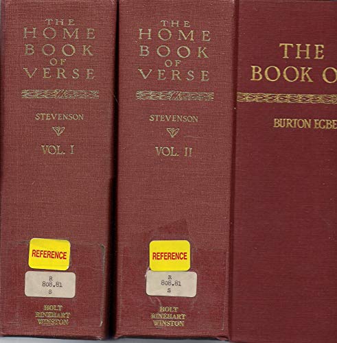 9780030280351: The Home Book Verse, American and English, 1580-1920: With an Appendix Containing a Few Well-Known Poems in Other Languages
