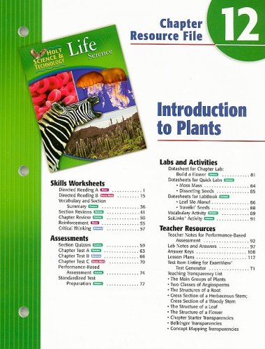 Beispielbild fr Holt Science & Technology Life Science Chapter 12 Resource File: Introduction to Plants zum Verkauf von Iridium_Books