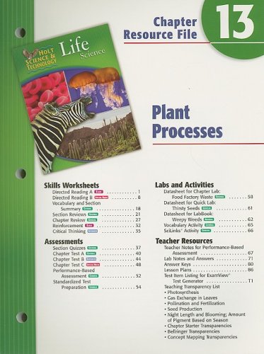 9780030302176: Holt Science & Technology Life Science Chapter 13 Resource File: Plant Processes