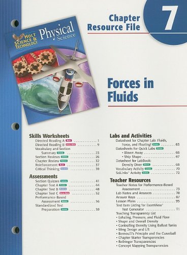 Stock image for Holt Science & Technology: Chapter Resource File Physical Science Chapter 7: Forces in Fluids for sale by Iridium_Books