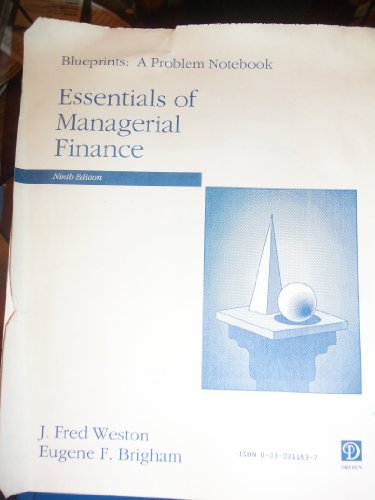 Beispielbild fr Blueprints :A Problem Notebook : Essentials of Managerial Finance zum Verkauf von Grants Books