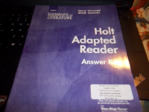 Imagen de archivo de Holt Elements of Literature, Courses 3-6: Adapted Reader Answer Key, Grades 9-12 a la venta por Nationwide_Text