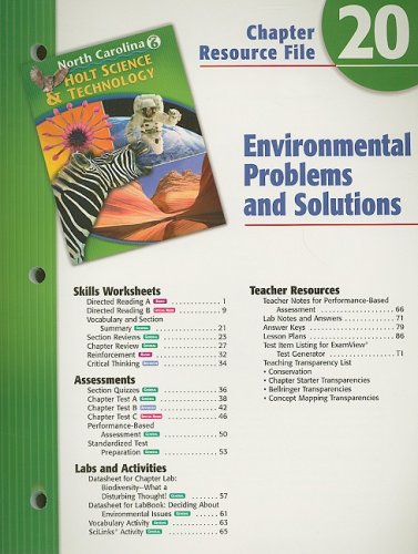 Stock image for Holt Science & Technology North Carolina: Chapter Resource File, Chapter 20 Grade 6 Environmental Problems and Solutions for sale by Iridium_Books