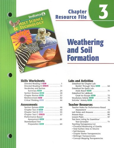 Stock image for Indiana Holt Science & Technology Chapter 3 Resource File: Weathering and Soil Formation: Grade 6 for sale by Iridium_Books