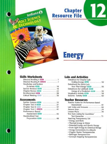 Stock image for Indiana Holt Science & Technology Chapter 12 Resource File: Energy: Grade 6 for sale by Iridium_Books