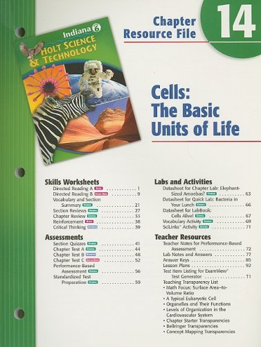 Stock image for Holt Science & Technology Indiana Grade 6 Chapter 14 Resource File: Cells: The Basic Units of Life for sale by Iridium_Books
