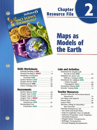 Stock image for Indiana Holt Science & Technology Chapter 2 Resource File: Maps as Models of the Earth: Grade 8 for sale by Iridium_Books