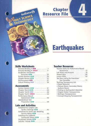 Stock image for Indiana Holt Science & Technology Chapter 4 Resource File: Earthquakes for sale by Iridium_Books