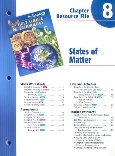 Stock image for Indiana Holt Science & Technology Chapter 8 Resource File: States of Matter for sale by Iridium_Books