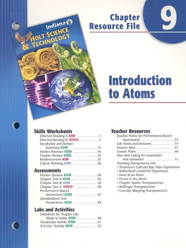 Beispielbild fr Indiana Holt Science & Technology Chapter 9 Resource File: Introduction to Atoms zum Verkauf von Iridium_Books