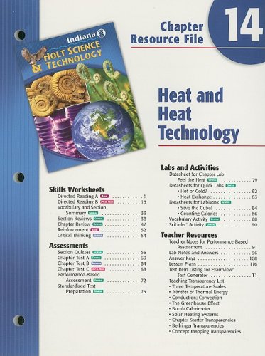 Stock image for Indiana Holt Science & Technology Chapter 14 Resource File, Grade 8: Heat and Heat Technology for sale by Iridium_Books