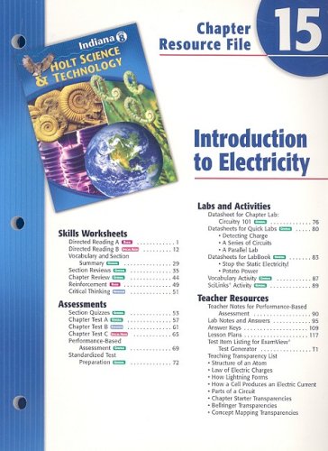 Beispielbild fr Indiana Holt Science & Technology Chapter 15 Resource File: Introduction to Electricity zum Verkauf von Allied Book Company Inc.