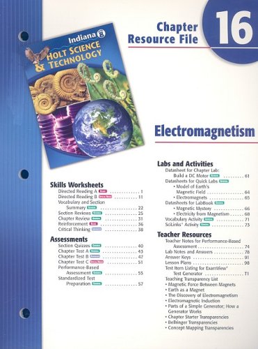 Beispielbild fr Indiana Holt Science & Technology Chapter 16 Resource File: Electromagnetism zum Verkauf von Iridium_Books
