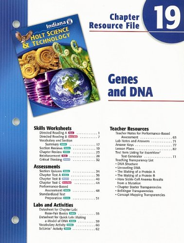 Stock image for Indiana Holt Science & Technology Chapter 19 Resource File: Genes and DNA for sale by Iridium_Books