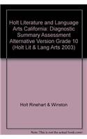 9780030399084: Literature and Language Arts Diagnostic Summary Assessment Grade 10: Holt Literature and Language Arts California (Holt Lit & Lang Arts 2003)