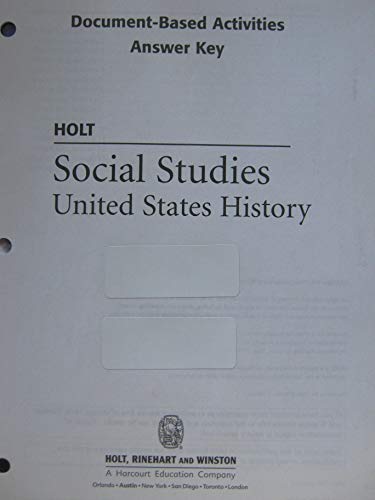 Stock image for Document-Based Activities Answer Key Holt Social Studies: United States History for sale by Iridium_Books