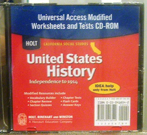Imagen de archivo de Holt United States History California: Universal Access Worksheet CD-Rom Grades 6-8 Beginnings to 1914 a la venta por dsmbooks