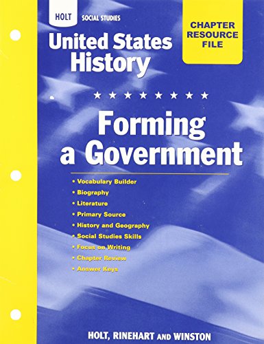 9780030418891: United States History Resource File, Grades 6-9: Forming a Government (Holt Social Studies)