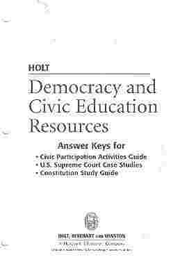 9780030419232: Democracy and Civic Education (Holt Mcdougal Social Studies)