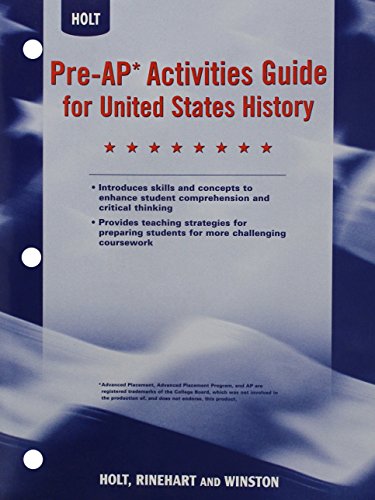 9780030419287: Pre-ap Activities Guide for United States History With Answer Key: Holt United States History