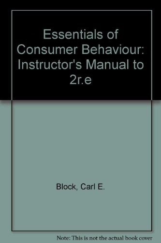 9780030419669: Essentials of Consumer Behaviour: Instructor's Manual to 2r.e