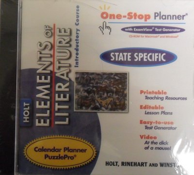 Beispielbild fr Elements Of Literature, Introductory Course, Grade 6: Tennessee State-Specific CD-ROM For WIN/MAC-One-Stop Planner With ExamView Test Generator: Original Wraps (2003 Copyright) zum Verkauf von ~Bookworksonline~