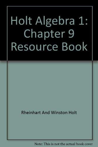 Beispielbild fr Holt Algebra 1: Chapter 9 Resource Book [Paperback] by zum Verkauf von Nationwide_Text